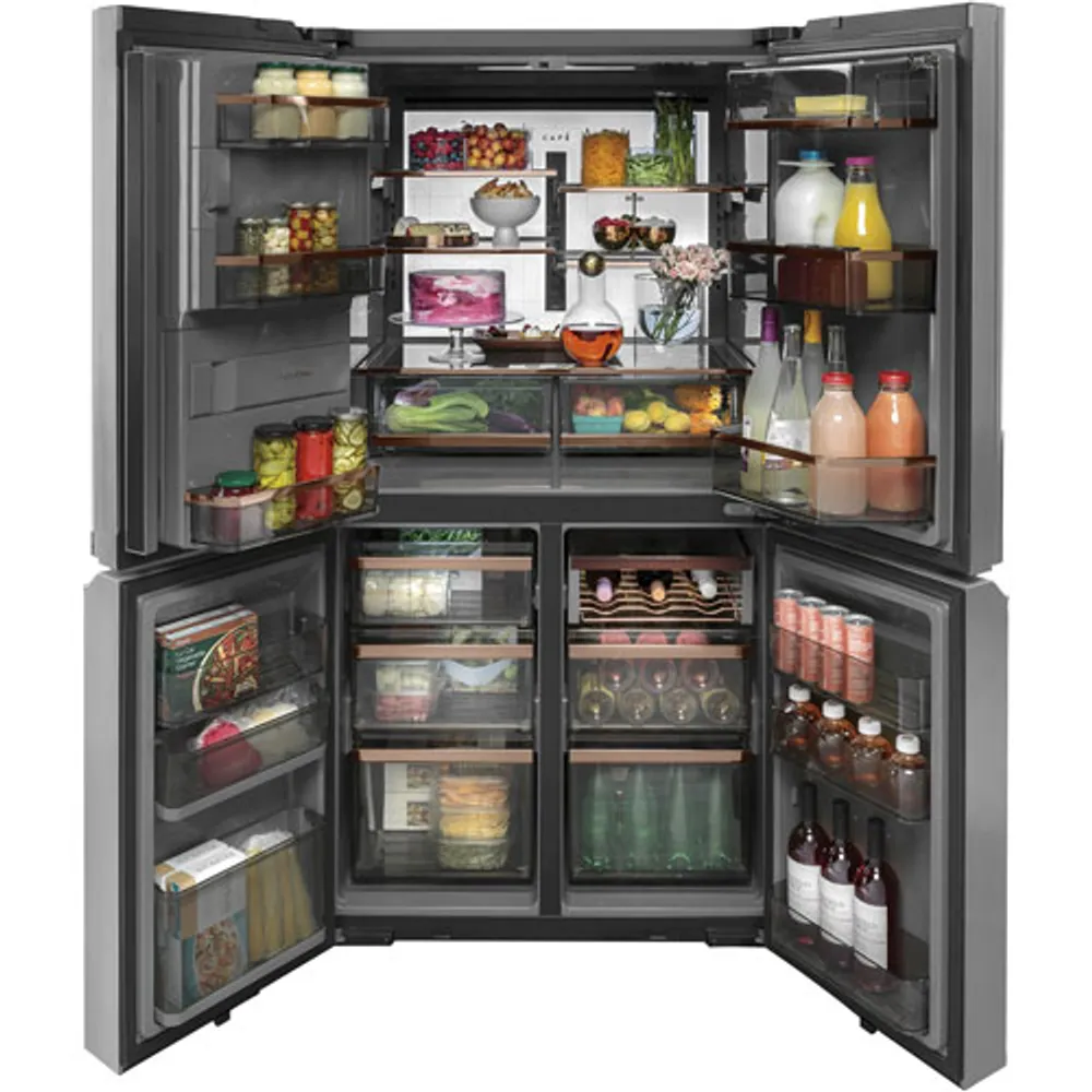 Cafe 36" 27.6 Cu.Ft. French Door Refrigerator w/ Water & Ice Dispenser (CQE28DM5NS5) -Platinum Glass