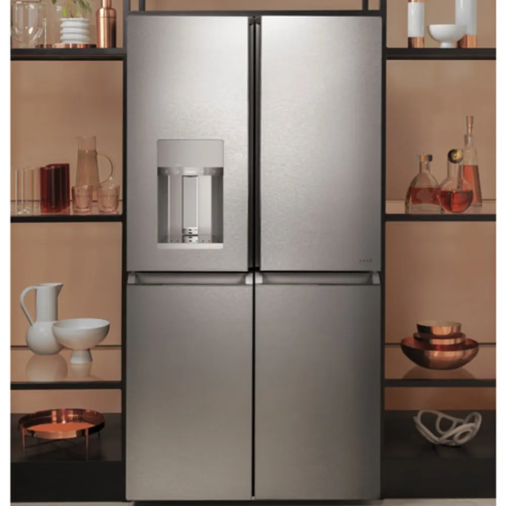 Cafe 36" 27.6 Cu.Ft. French Door Refrigerator w/ Water & Ice Dispenser (CQE28DM5NS5) -Platinum Glass