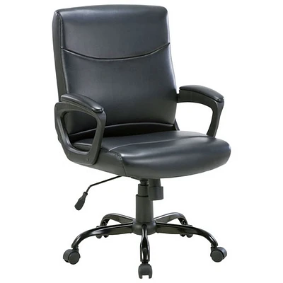 TygerClaw Ergonomic Mid-Back Bonded Leather Manager Chair - Black