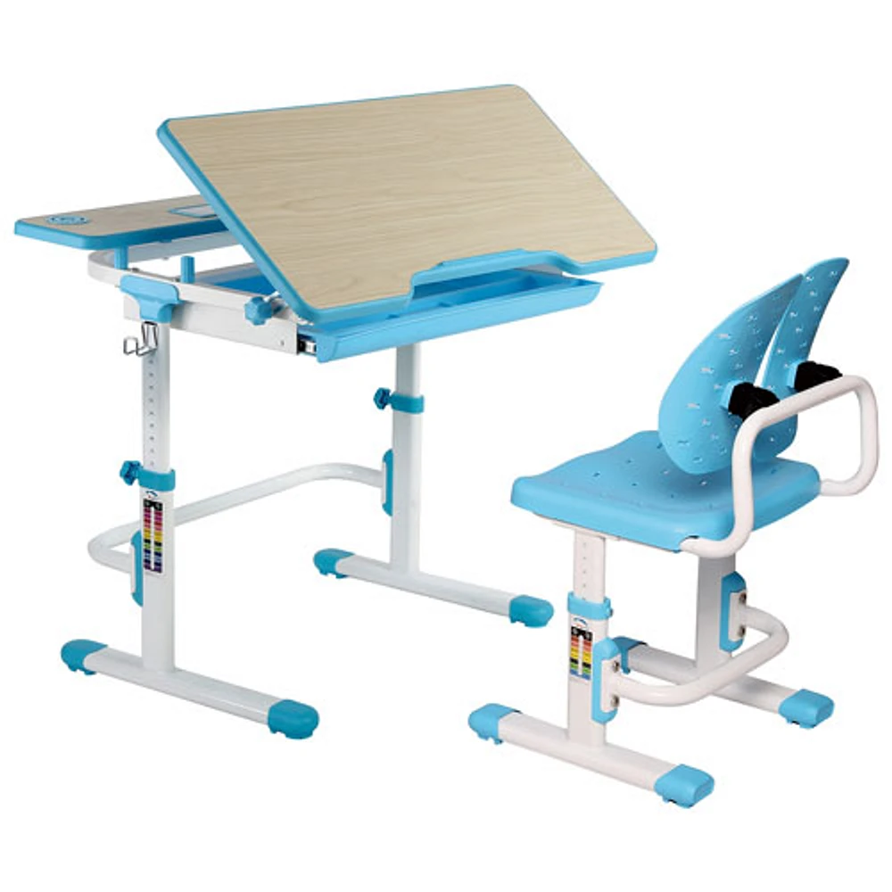 TygerClaw Adjustable Height Childrens Desk with Storage (TYDS140051) - Blue