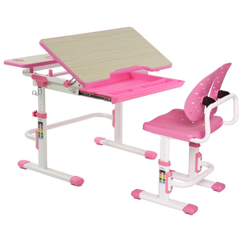 TygerClaw Adjustable Height Childrens Desk with Storage (TYDS140052) - Pink