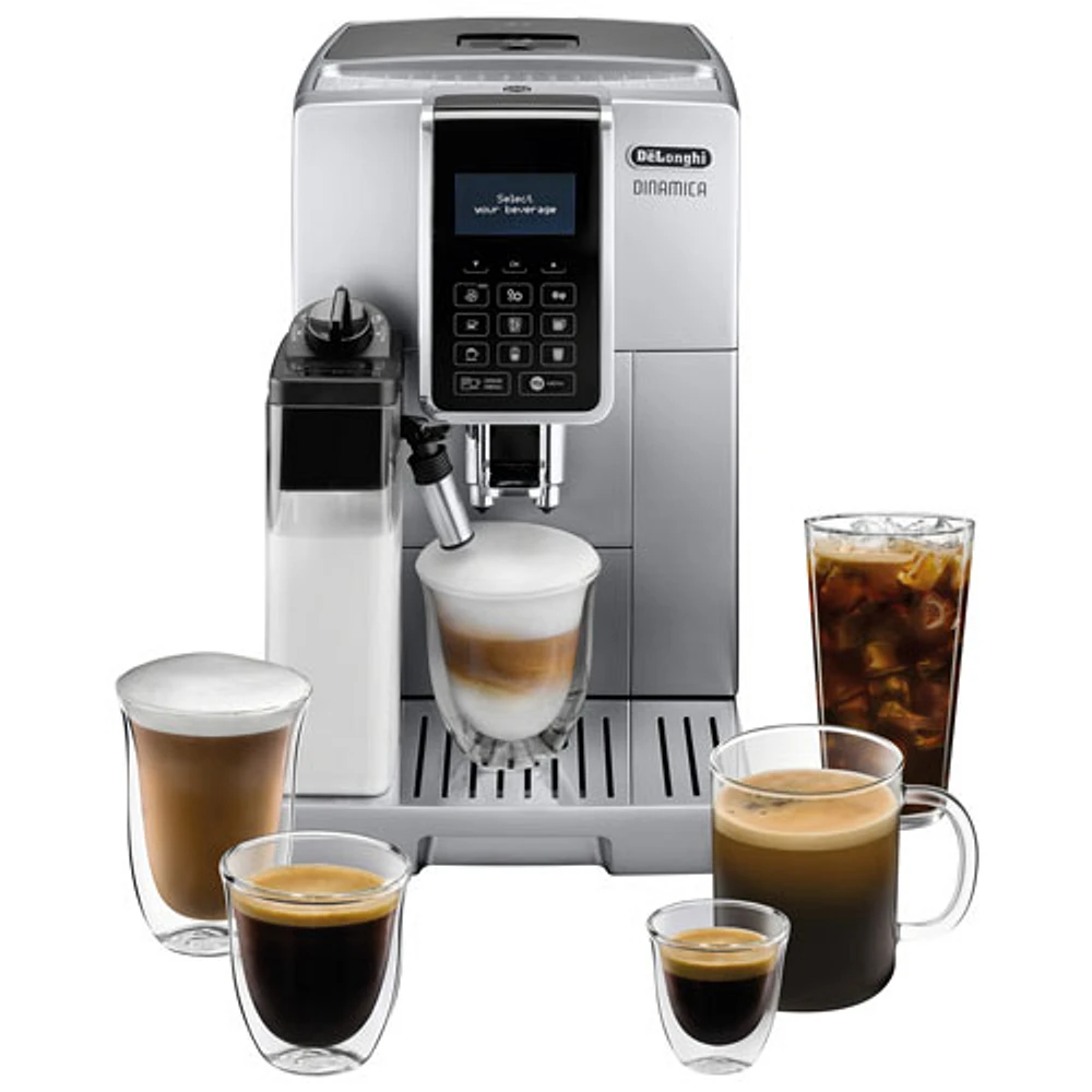 Machine à espresso automatique Dinamica de De'Longhi avec moussoir à lait LatteCrema - Inox