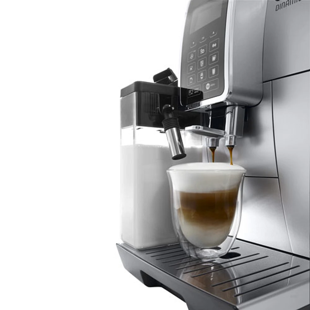 Machine à espresso automatique Dinamica de De'Longhi avec moussoir à lait LatteCrema - Inox