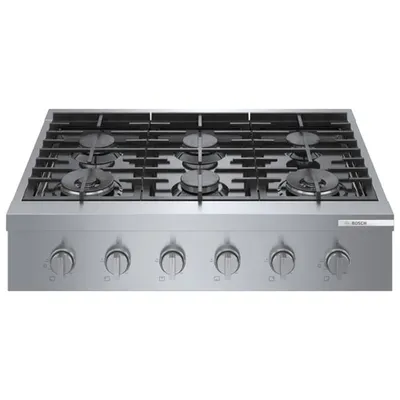 Surface de cuisson à gaz de 36 po à 6 brûleurs de Bosch (RGM8658UC) - Acier inoxydable