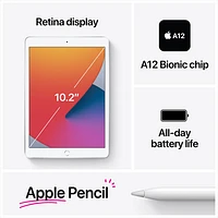 iPad 10,2 po 32 Go Wi-Fi 4G LTE Apple avec Virgin Plus (8e gén.) - Gris cosm. - Financement mensuel