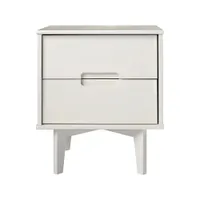 Groove Handle Modern 2-Drawer Nightstand - White