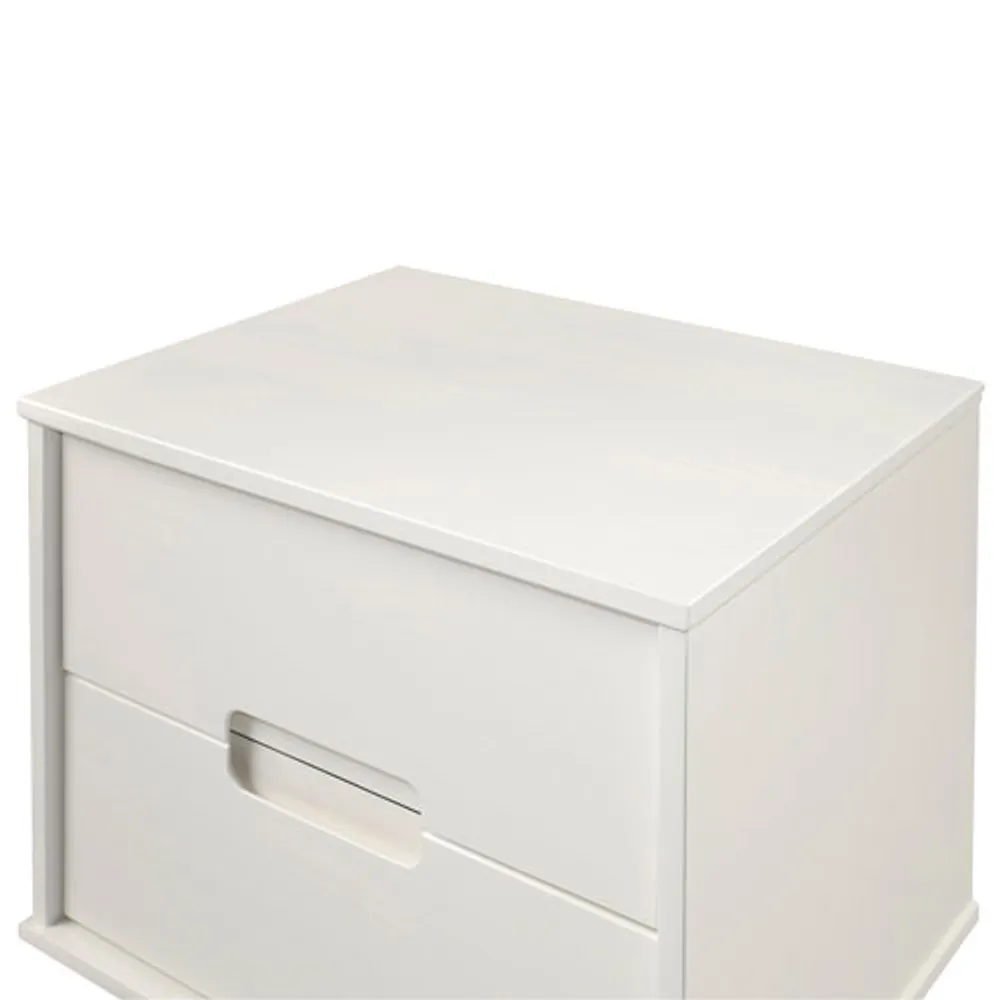 Groove Handle Modern 2-Drawer Nightstand - White