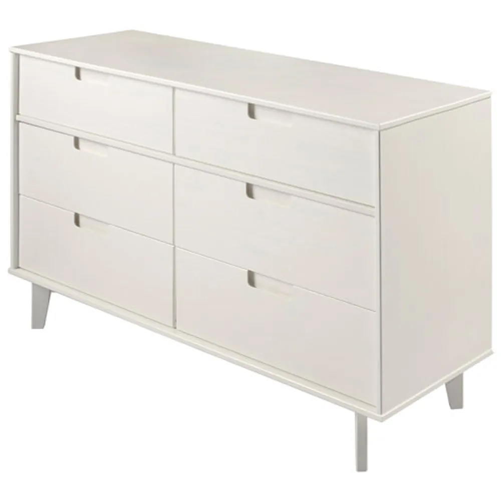 Groove Handle Modern 6-Drawer Dresser - White