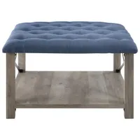 Farmhouse Tufted Coffee Table Ottoman - Blue