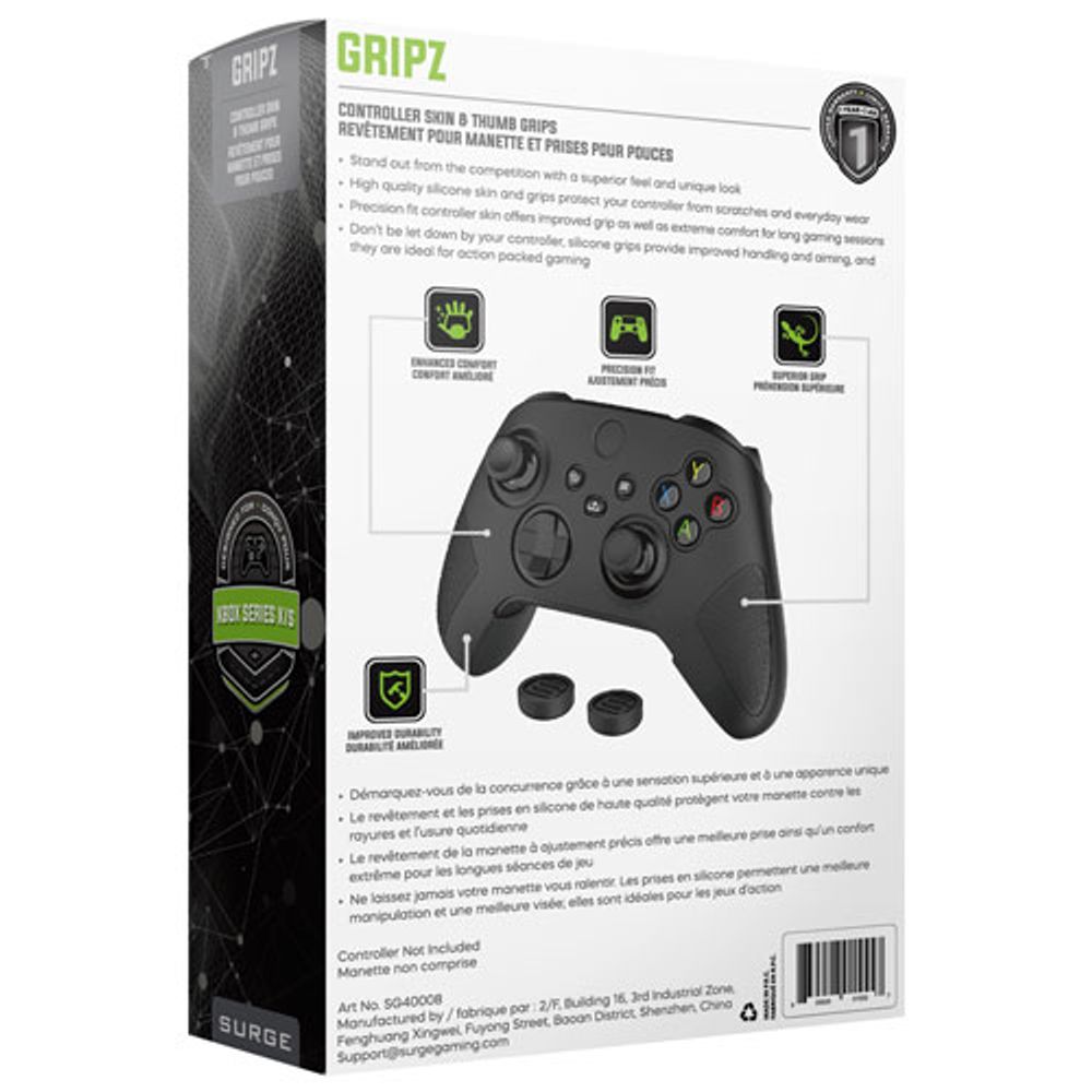 Surge Gripz Controller Skin & Thumb Grips for Xbox Series X|S - Black