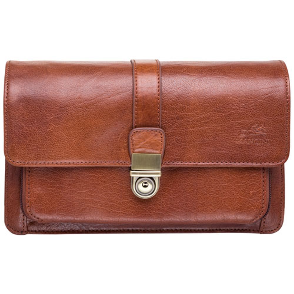 Mancini Arizona Front Organizer Leather Crossbody Bag - Cognac