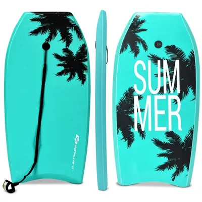 Goplus 37'' Lightweight Super Bodyboard Surfing W/Leash IXPE Deck EPS Core Boarding