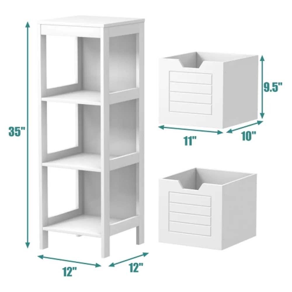 Costway Bathroom Wood Organizer Shelf Storage Rack with Cabinet