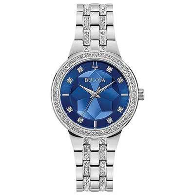 Bulova Phantom Quartz Watch 32.5mm Women's Watch - Silver-Tone Case, Bracelet & Blue Dial