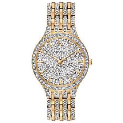 Bulova Phantom Quartz Watch 32mm Women's Watch - Gold-Tone Case, Bracelet & Silver-White Dial