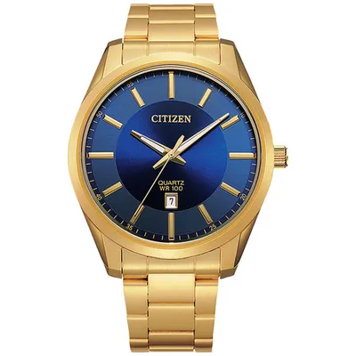 Citizen Quartz Watch 42mm Men's Watch - Gold-Tone Case, Bracelet & Blue Dial