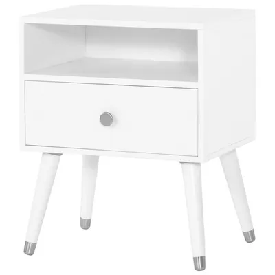 Forever Eclectic Mod Modern 1-Drawer 1-Shelf Kids Nightstand - Matte White