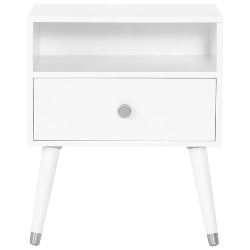 Forever Eclectic Mod Modern 1-Drawer 1-Shelf Kids Nightstand - Matte White