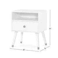 Forever Eclectic Mod Modern 1-Drawer 1-Shelf Kids Nightstand - Matte White