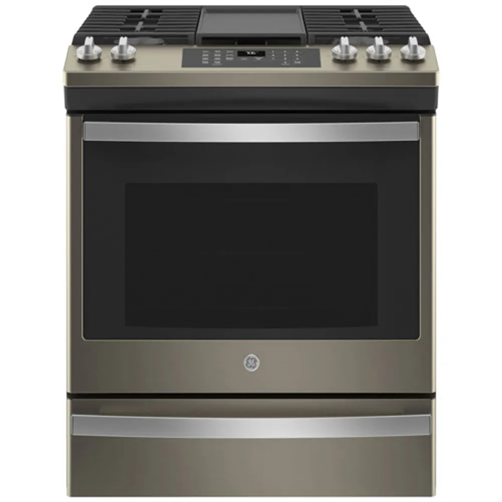 GE 30" 5.6 Cu. Ft. Fan Convection 5-Burner Slide-In Gas Air Fry Range (JCGS760EPES) - Slate