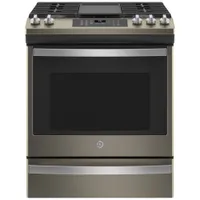 GE 30" 5.6 Cu. Ft. Fan Convection 5-Burner Slide-In Gas Air Fry Range (JCGS760EPES) - Slate