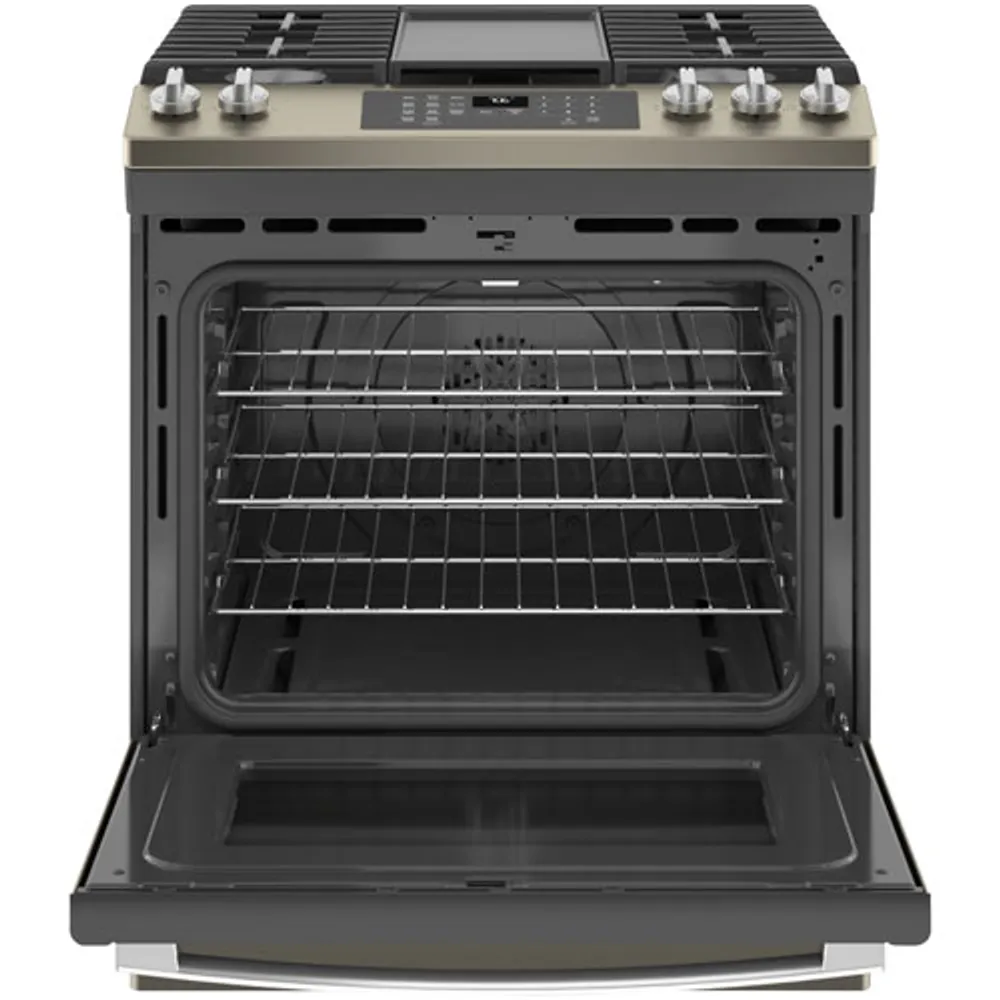 GE 30" 5.6 Cu. Ft. Fan Convection 5-Burner Slide-In Gas Air Fry Range (JCGS760EPES) - Slate