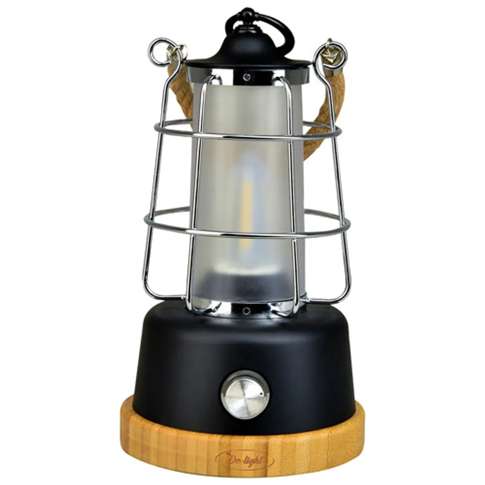 Tru De-Light You&Me Rechargeable & Dimming Lantern - Black/Bamboo