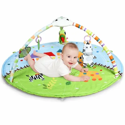 Costway Baby Activity Gym Play Mat w/ Hanging Toys Projector Infant Educational Playtime