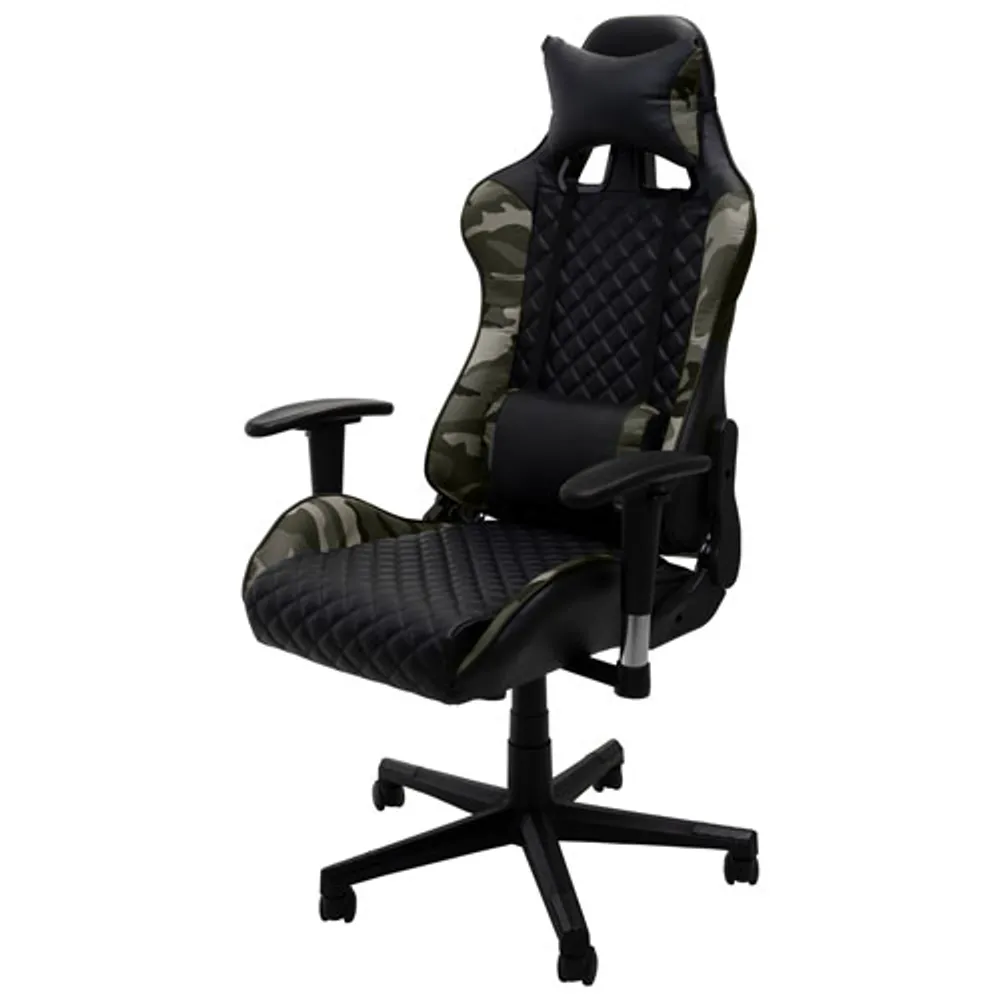 Brassex Atticus Ergonomic High-Back Faux Leather Gaming Chair - Black/Grey Camo