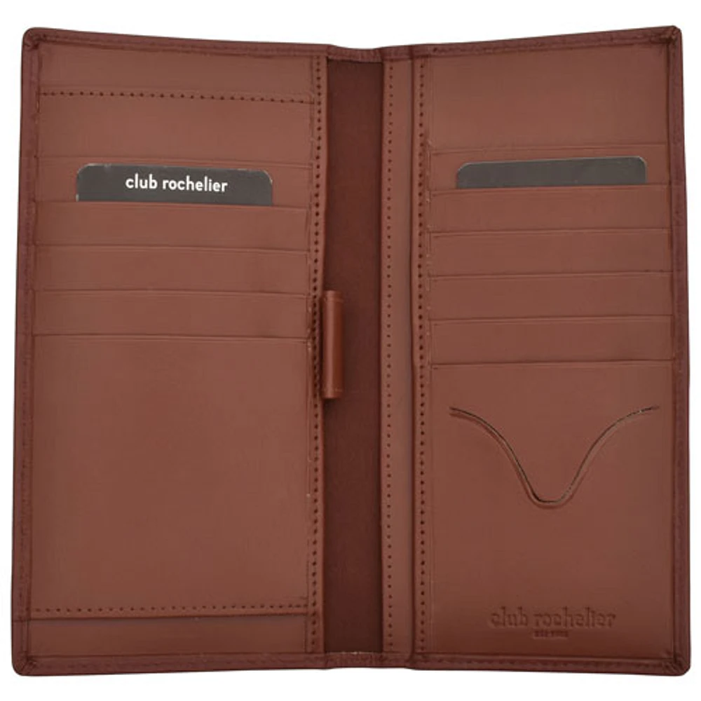 Club Rochelier RFID Genuine Leather Checkbook Wallet - Brown