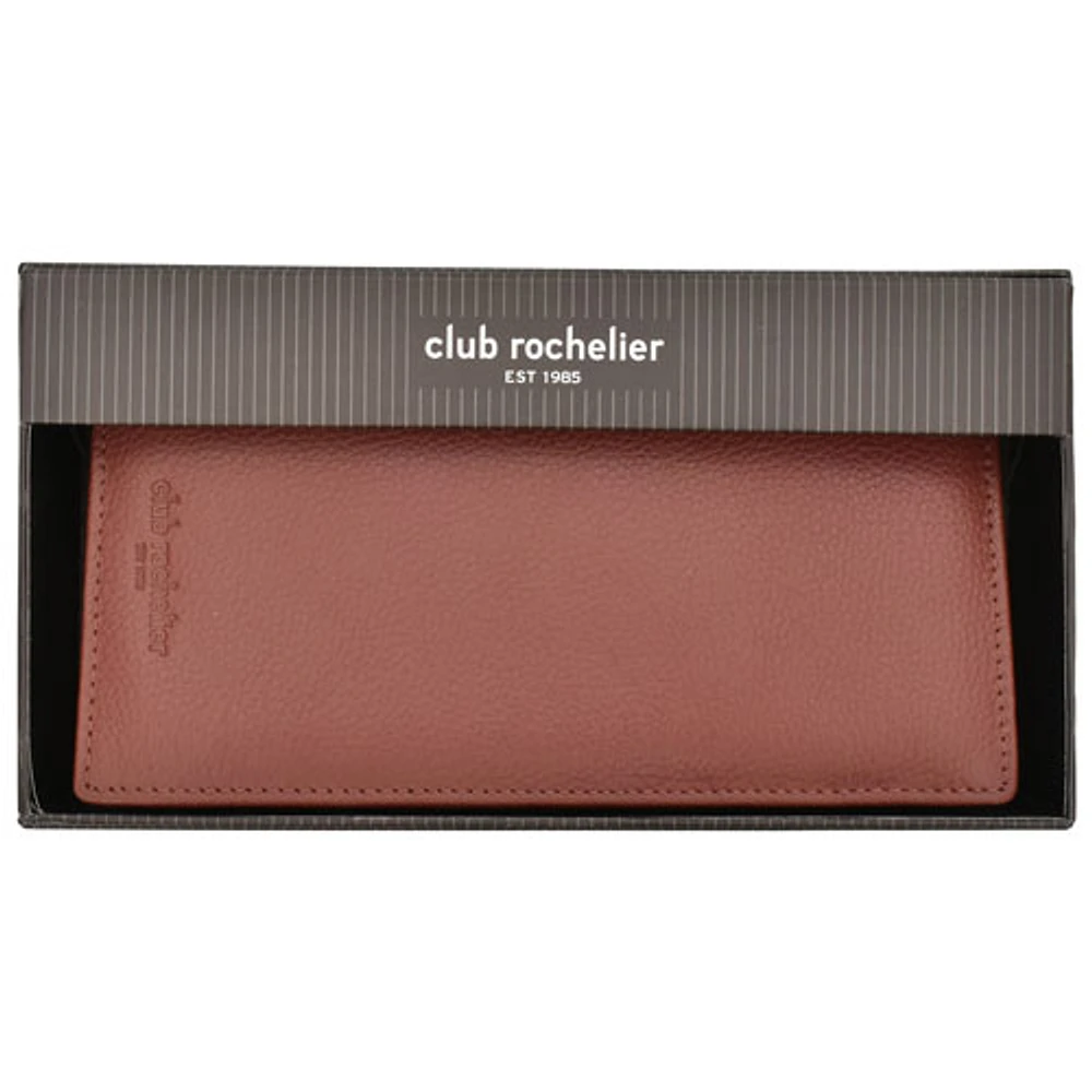 Club Rochelier RFID Genuine Leather Checkbook Wallet - Brown