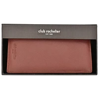 Club Rochelier RFID Genuine Leather Checkbook Wallet - Brown