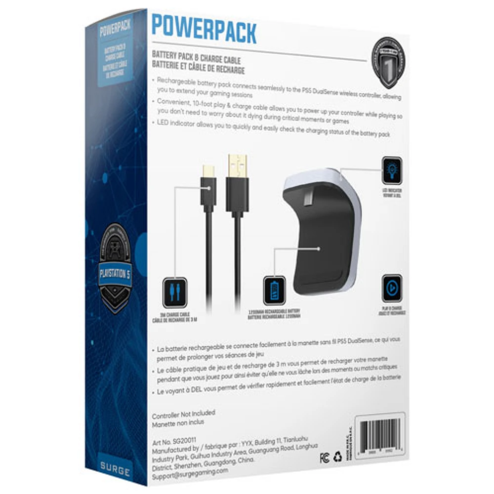 Ensemble Powerpack avec batterie et câble de chargement de Surge pour PS5