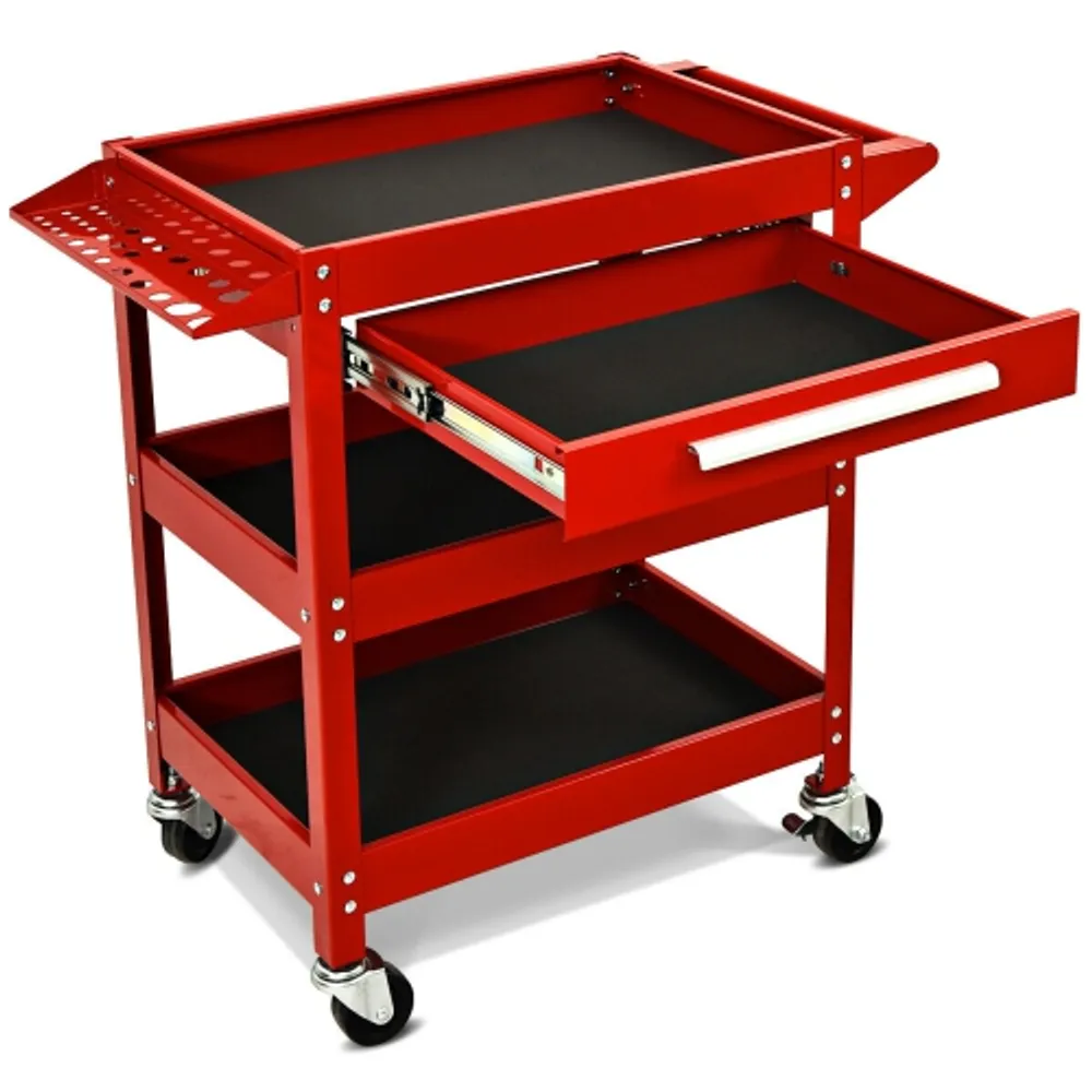 Costway Three Tray Rolling Tool Cart Mechanic Cabinet Storage