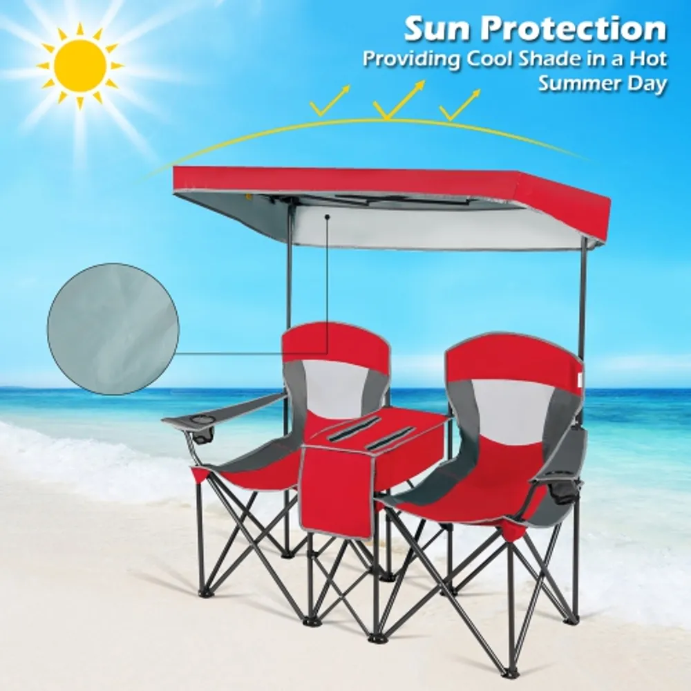 Goplus Folding Beach Chair Heavy Duty High Capacity Camping Chair Durable  Outdoor Patio Seat with Cup Holder and Carry Bag