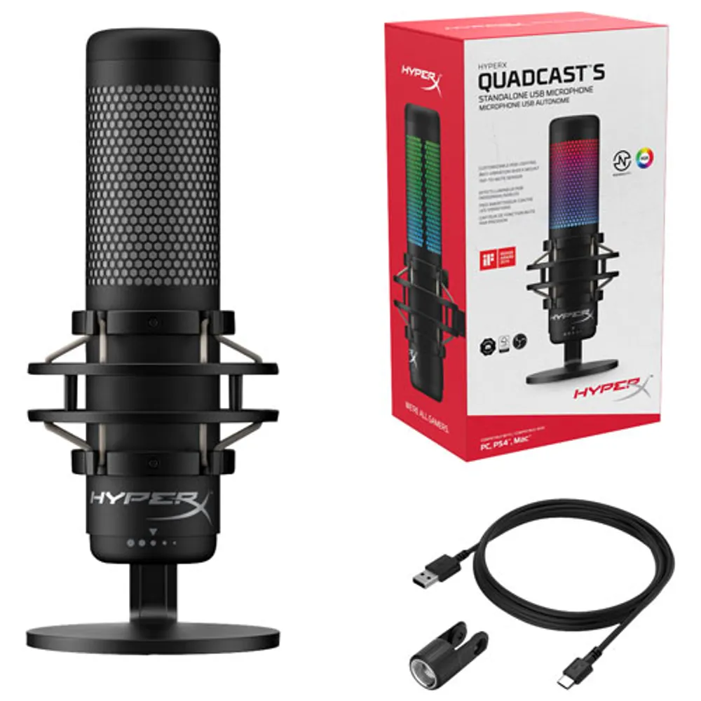 Microphone à condensateur USB RVB QuadCast S de HyperX - Noir