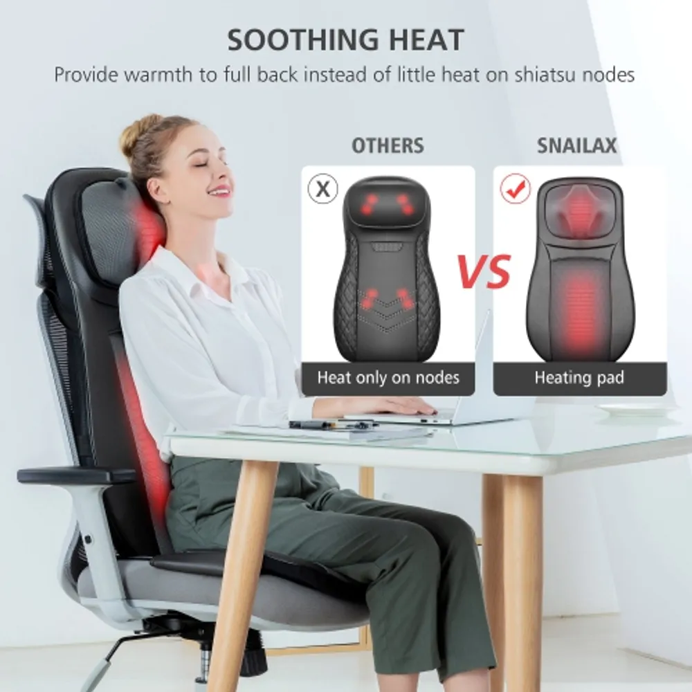 Back & Neck Shiatsu Massage Cushion Pad with Heat, Height