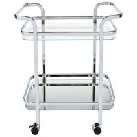 Zedd 2-Tier Contemporary Mobile Bar Cart - Chrome