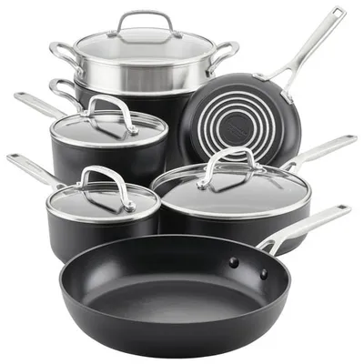 Kitchenaid 11-Piece Hard-Anodized Aluminum Cookware Set - Black