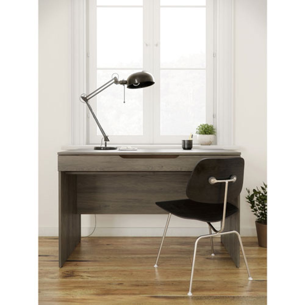 Arobas 47.75"W Writing Desk with Drawer - Bark Grey