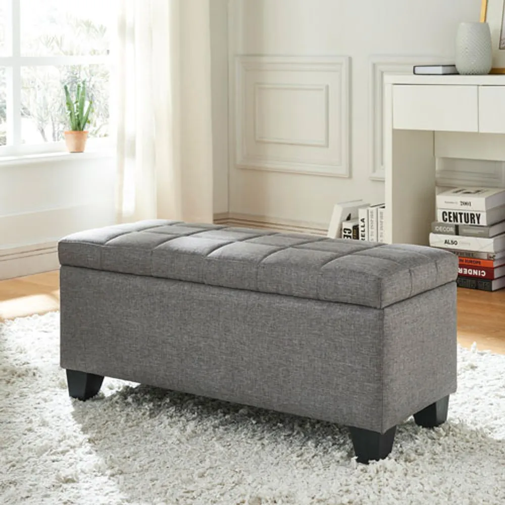 Lila Fabric Storage Ottoman - Grey