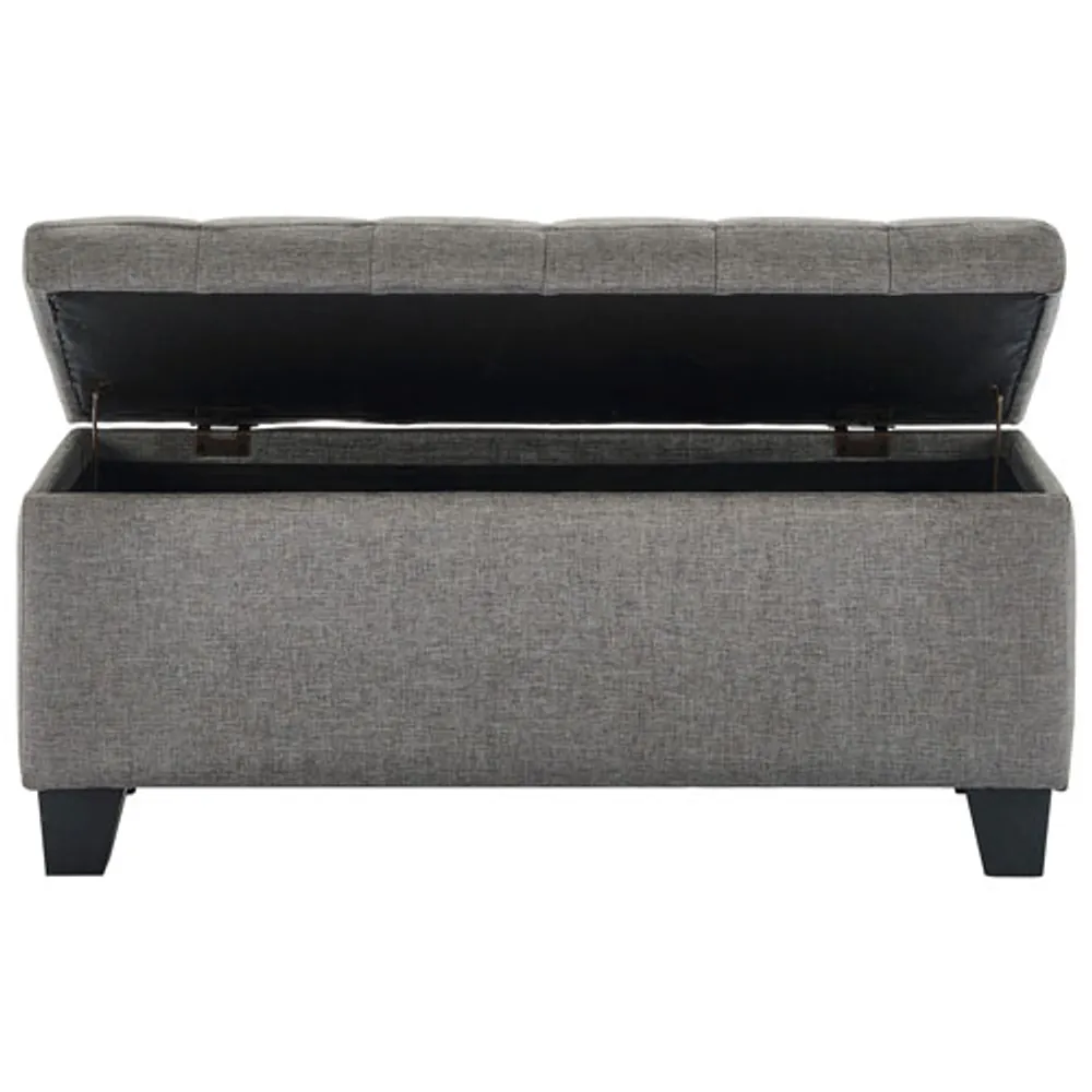 Lila Fabric Storage Ottoman - Grey