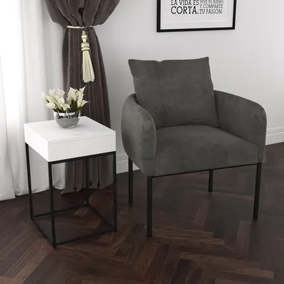 Petrie Velvet Accent Chair - Charcoal