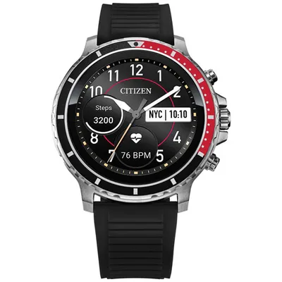 Citizen CZ Smart 46mm Smartwatch with Heart Rate Monitor - Black/Red