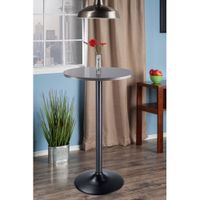 Tarah Transitional Round Bar Table - Slate Grey/Black