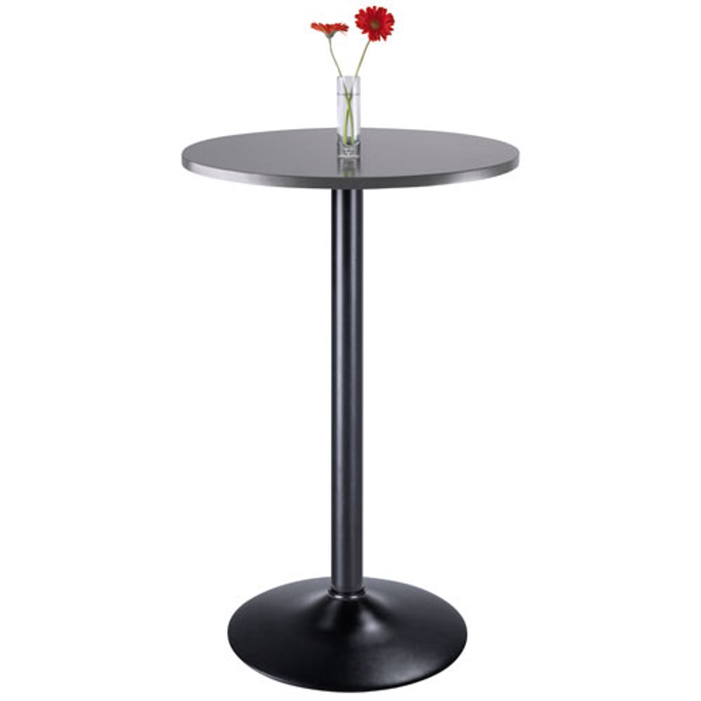 Tarah Transitional Round Bar Table - Slate Grey/Black