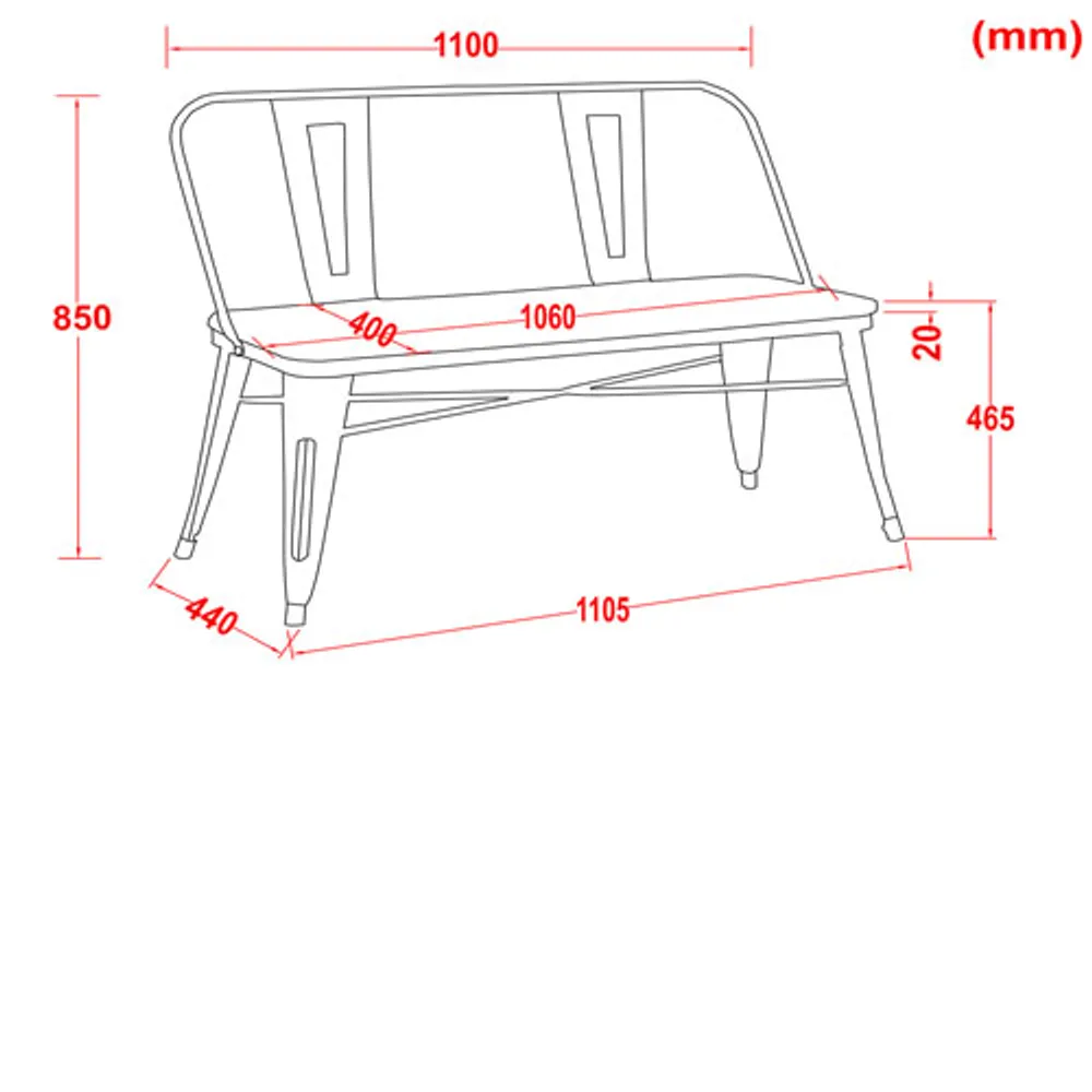 Modus Transitional Bench with Back - White