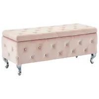 Monique Rectangular Contemporary Polyester Storage Ottoman - Blush Pink