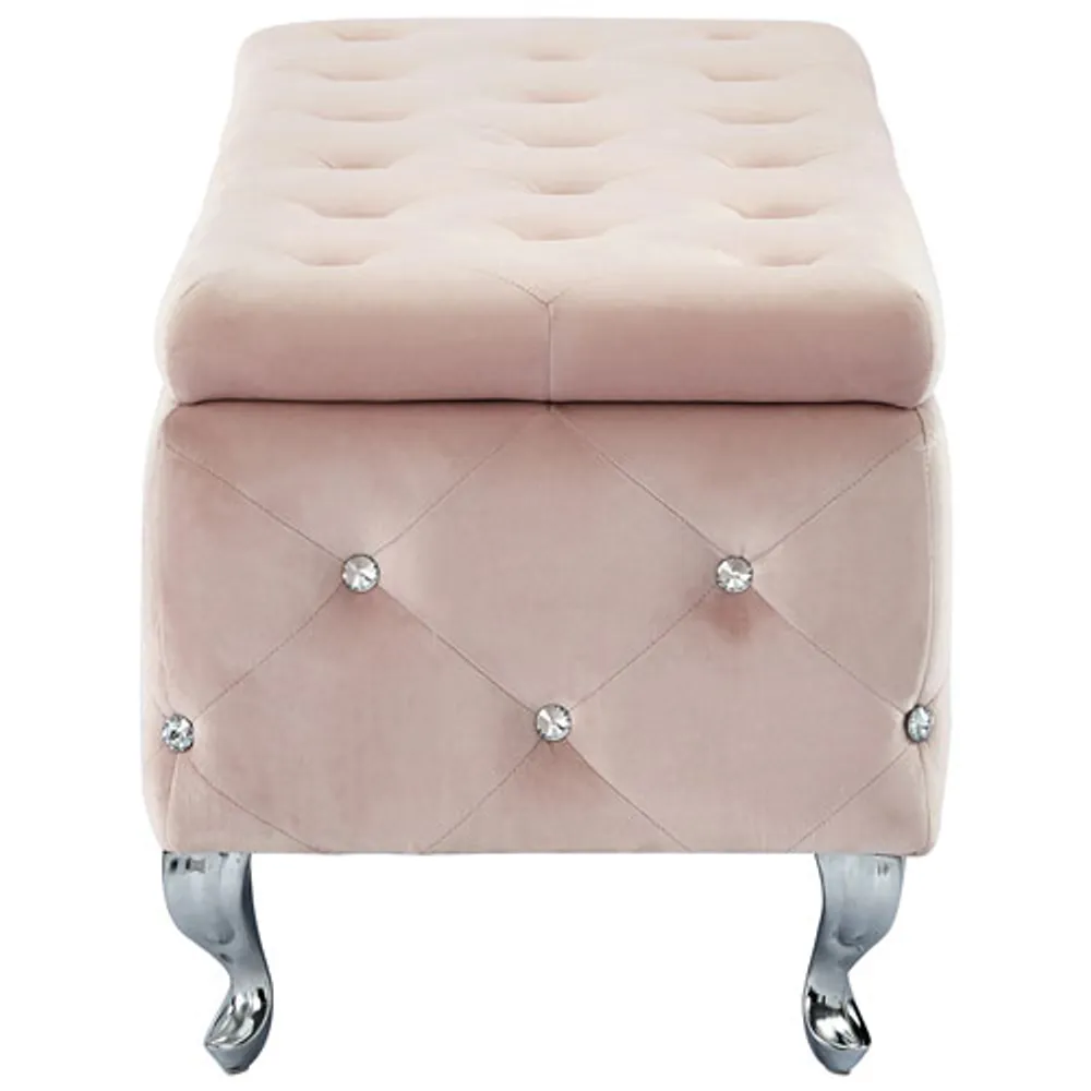 Monique Rectangular Contemporary Polyester Storage Ottoman - Blush Pink