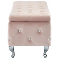 Monique Rectangular Contemporary Polyester Storage Ottoman - Blush Pink